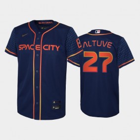 #27 Jose Altuve Youth 2022 City Connect Astros Replica Navy Jersey