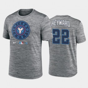 #22 Jason Heyward 2021 City Connect Anthracite Men's Practice Chicago Cubs T-Shirt