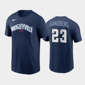 #23 Ryne Sandberg 2021 City Connect Cubs Navy Men's Name Number T-Shirt