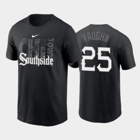 White Sox Black 2021 City Connect #25 Andrew Vaughn Black Graphic T-Shirt