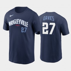 2021 City Connect Chicago Cubs #27 Zach Davies Navy Men's Wordmark T-Shirt