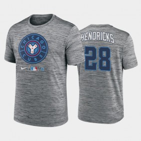 #28 Kyle Hendricks 2021 City Connect Anthracite Men's Practice Chicago Cubs T-Shirt