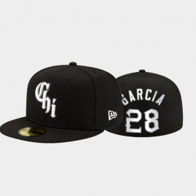 2021 City Connect White Sox Black 59FIFTY Hat Men's #28 Leury Garcia