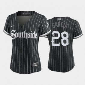 Women's Black 2021 City Connect Chicago White Sox #28 Leury Garcia Replica Jersey