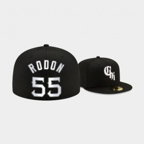 2021 City Connect White Sox Black 59FIFTY Fitted Hat Men's #55 Carlos Rodon