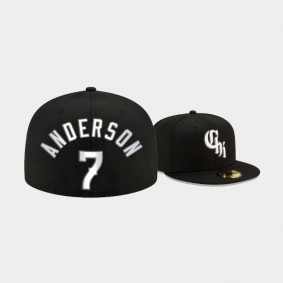 2021 City Connect White Sox Black 59FIFTY Fitted Hat Men's #7 Tim Anderson