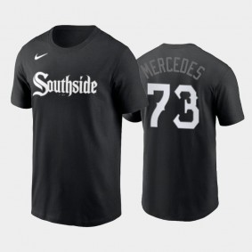 #73 Yermin Mercedes Wordmark 2021 City Connect White Sox Black T-Shirt Men's