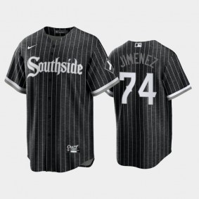 Black 2021 City Connect White Sox #74 Eloy Jimenez Men's Jersey Replica