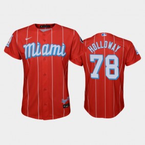 Youth #78 Jordan Holloway Nike 2021 City Connect Marlins Replica Jersey Red