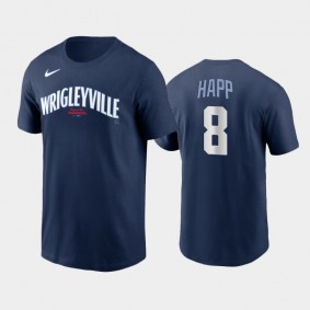 #8 Ian Happ 2021 City Connect Cubs Navy Men's Name Number T-Shirt