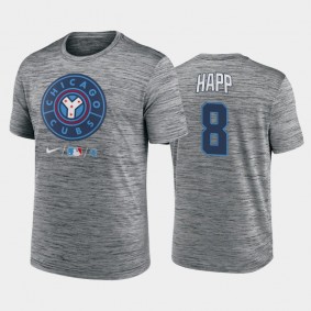 #8 Ian Happ 2021 City Connect Anthracite Men's Practice Chicago Cubs T-Shirt