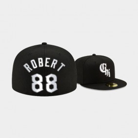 2021 City Connect White Sox Black 59FIFTY Fitted Hat Men's #88 Luis Robert