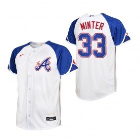 A.J. Minter Youth Atlanta Braves White 2023 City Connect Replica Jersey