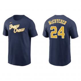 Andrew McCutchen Brewers Navy City Connect Wordmark T-Shirt