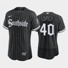 Black Authentic Chicago White Sox #40 Reynaldo Lopez Men's Jersey 2021 City Connect