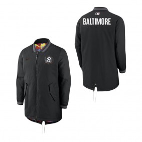 Men's Baltimore Orioles Nike Black 2023 City Connect Authentic Collection Dugout Long Sleeve Full-Zip Jacket