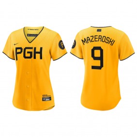 Bill Mazeroski Women Pittsburgh Pirates Gold 2023 City Connect Replica Jersey