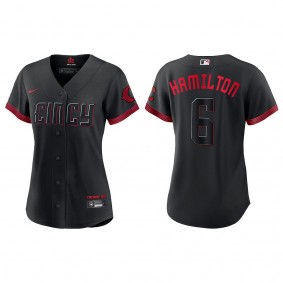 Billy Hamilton Women's Cincinnati Reds Nike Black 2023 City Connect Replica Jersey