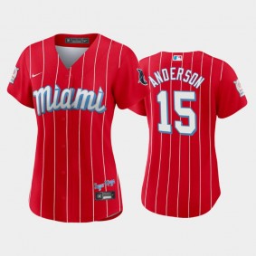 #15 Brian Anderson 2021 City Connect Replica Marlins Women's Jersey Red