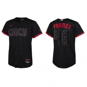 Buck Farmer Youth Cincinnati Reds Nike Black 2023 City Connect Replica Jersey