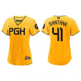 Carlos Santana Women Pittsburgh Pirates Gold 2023 City Connect Replica Jersey