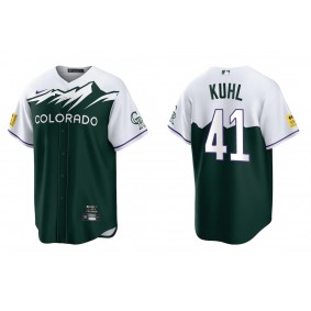 Men's Colorado Rockies Chad Kuhl Green 2022 City Connect Replica Jersey