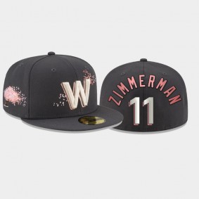 Men's Washington Nationals 59FIFTY Fitted #11 Ryan Zimmerman 2022 City Connect Cherry Blossom Hat - Graphite