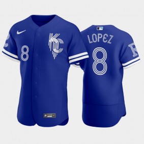 City Connect Royals #8 Nicky Lopez Authentic Alternate Royal Jersey