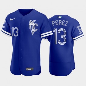 City Connect Royals #13 Salvador Perez Authentic Alternate Royal Jersey