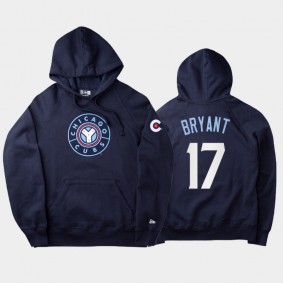 Navy 2021 City Connect Chicago Cubs #17 Kris Bryant Men's Hoodie