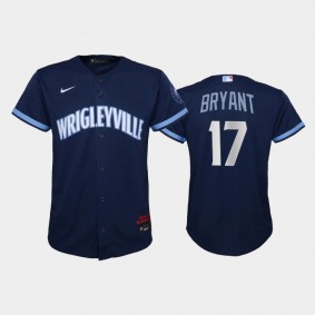 Youth Chicago Cubs Replica 2021 City Connect Navy #17 Kris Bryant Jersey