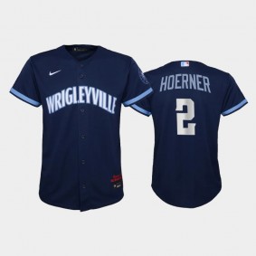 Youth Chicago Cubs Replica 2021 City Connect Navy #2 Nico Hoerner Jersey