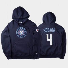 Navy 2021 City Connect Chicago Cubs #4 Eric Sogard Men's Hoodie