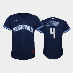 Youth Chicago Cubs Replica 2021 City Connect Navy #4 Eric Sogard Jersey