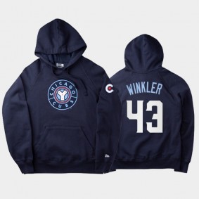 Navy 2021 City Connect Chicago Cubs #43 Dan Winkler Men's Hoodie