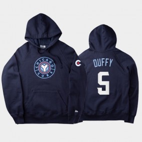 Navy 2021 City Connect Chicago Cubs #5 Matt Duffy Men's Hoodie