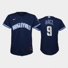 Youth Chicago Cubs Replica 2021 City Connect Navy #9 Javier Baez Jersey