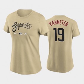 2021 City Connect Arizona Diamondbacks Wordmark #19 Josh VanMeter Women's T-Shirt Gold