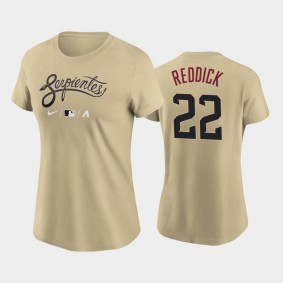 2021 City Connect Arizona Diamondbacks Wordmark #22 Josh Reddick Women's T-Shirt Gold