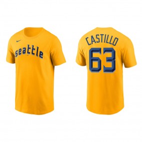 Diego Castillo Seattle Mariners Gold 2023 City Connect Wordmark T-Shirt