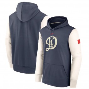 Men's Los Angeles Dodgers Navy 2024 City Connect Authentic Collection Practice Performance Pullover Hoodie