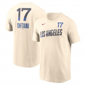 Men's Los Angeles Dodgers Shohei Ohtani Cream 2024 City Connect Fuse Name & Number T-Shirt