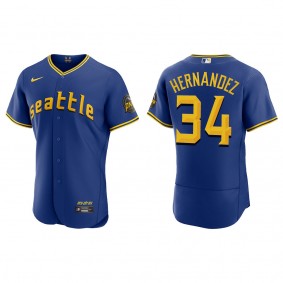 Men's Felix Hernandez Seattle Mariners Royal City Connect Authentic Jersey