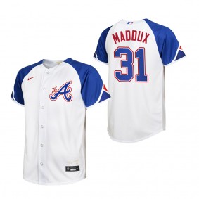 Greg Maddux Youth Atlanta Braves White 2023 City Connect Replica Jersey