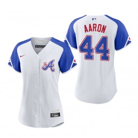 Hank Aaron Women's Atlanta Braves White 2023 City Connect Replica Jersey