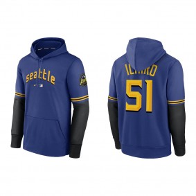 Ichiro Suzuki Seattle Mariners Royal 2023 City Connect Pregame Performance Pullover Hoodie