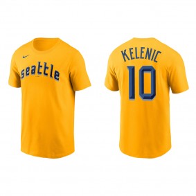 Jarred Kelenic Seattle Mariners Gold 2023 City Connect Wordmark T-Shirt