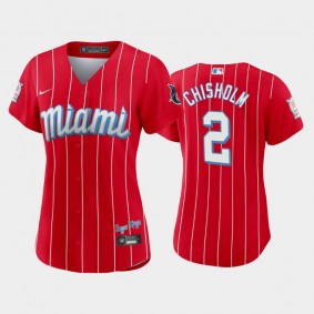 #2 Jazz Chisholm 2021 City Connect Replica Marlins Women's Jersey Red