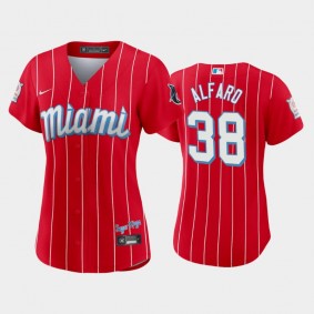 #38 Jorge Alfaro 2021 City Connect Replica Marlins Women's Jersey Red