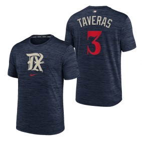 Leody Taveras Texas Rangers Navy 2023 City Connect Velocity Practice Performance T-Shirt